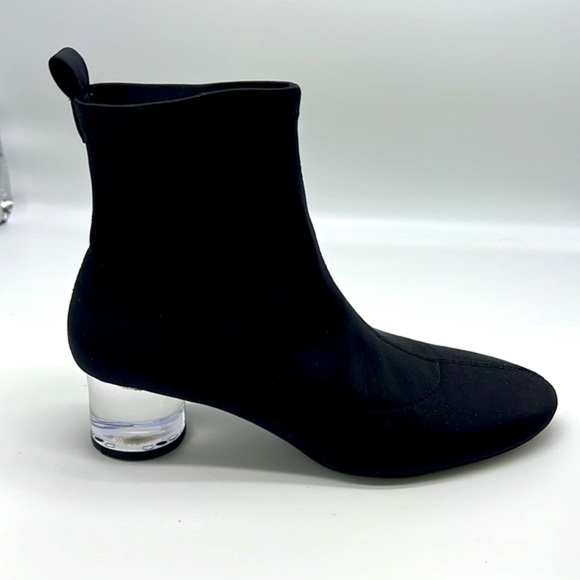 Zara - Black Polyester Sock Ankle Boots With Clear Laminated Heels Size 36 - Picture 12 of 16